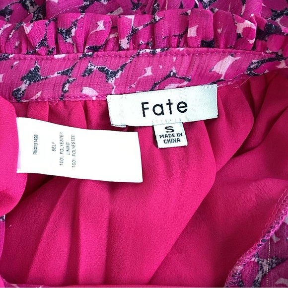 Fate Animal Print With Lurex Chiffon Tie Waist Dress In Hot Pink - Picture 9 of 9